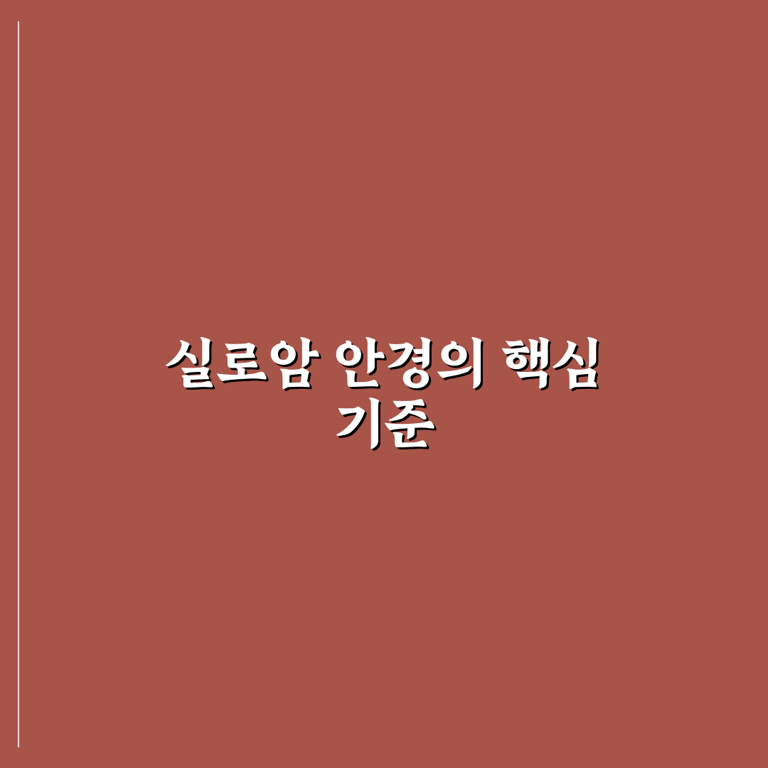 실로암 안경 선택을 위한 5가지 비교 및 판단 기준