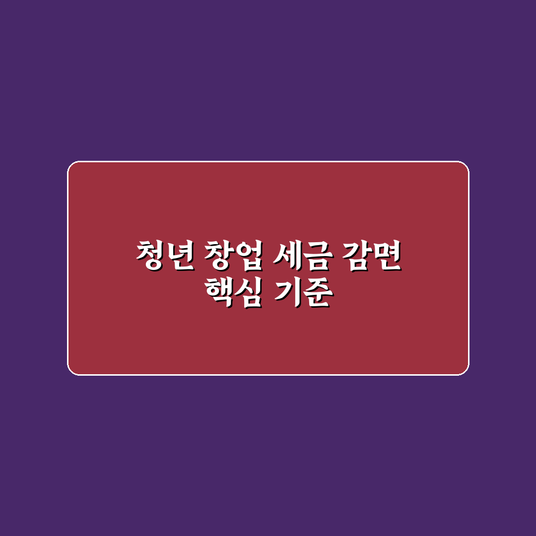 종합소득세 청년창업감면 5가지 기준과 적용 체크포인트
