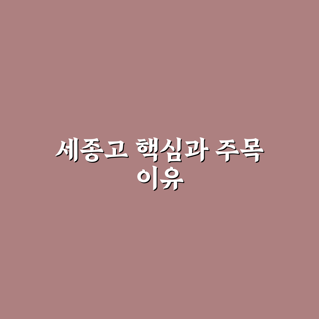 세종 고등학교 입학 기준과 교육 프로그램 비교 분석