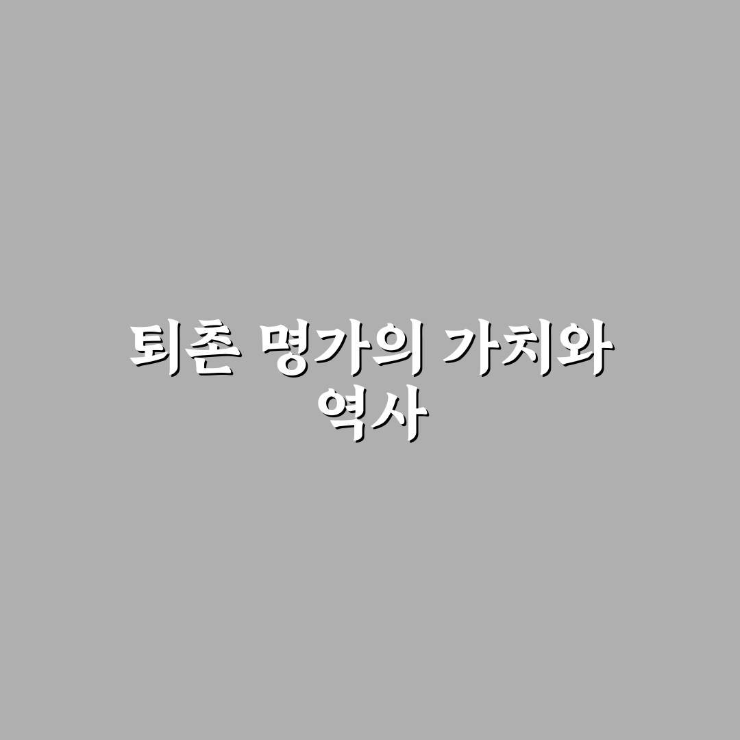 퇴촌 명가 비교와 분석을 통한 최고의 선택 기준 5가지