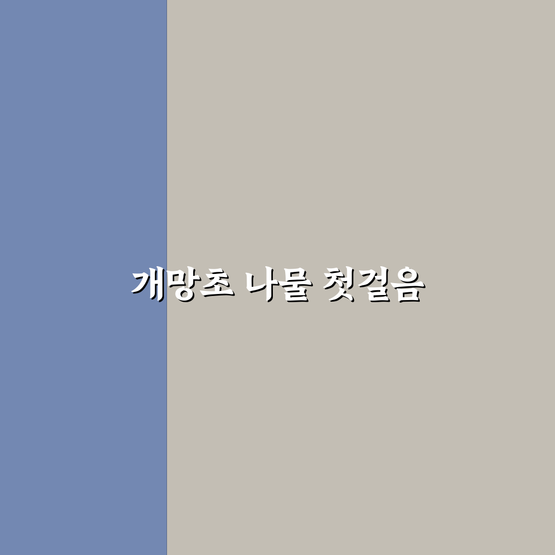 개망초 나물 맛과 영양 분석과 조리법 가이드