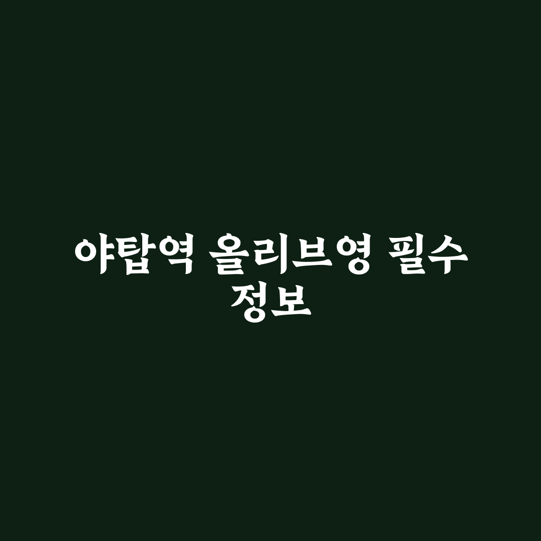 야탑역 올리브영 매장별 특징과 상품 구성 비교 분석