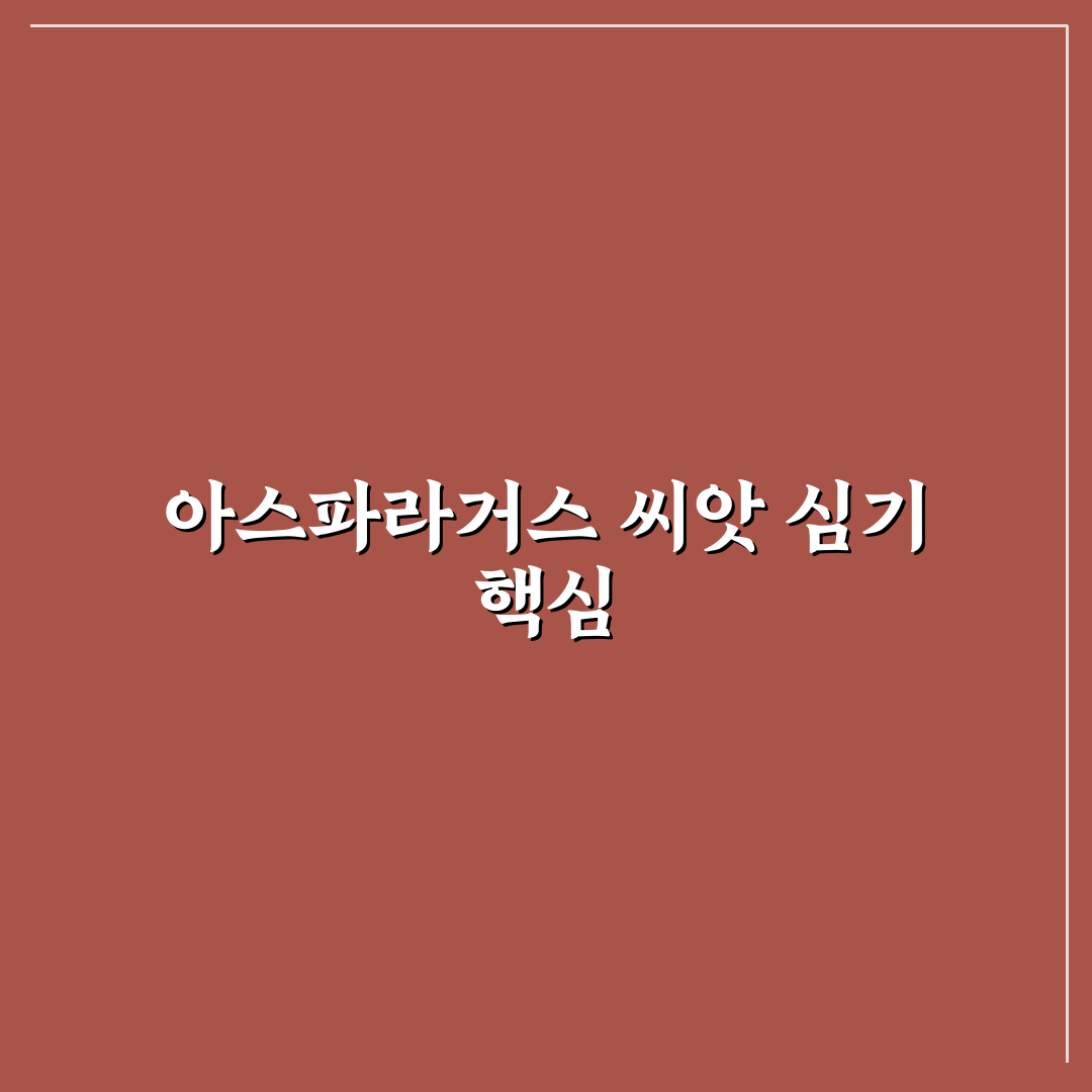 아스파라거스씨앗심는시기 가이드와 성장 환경 분석