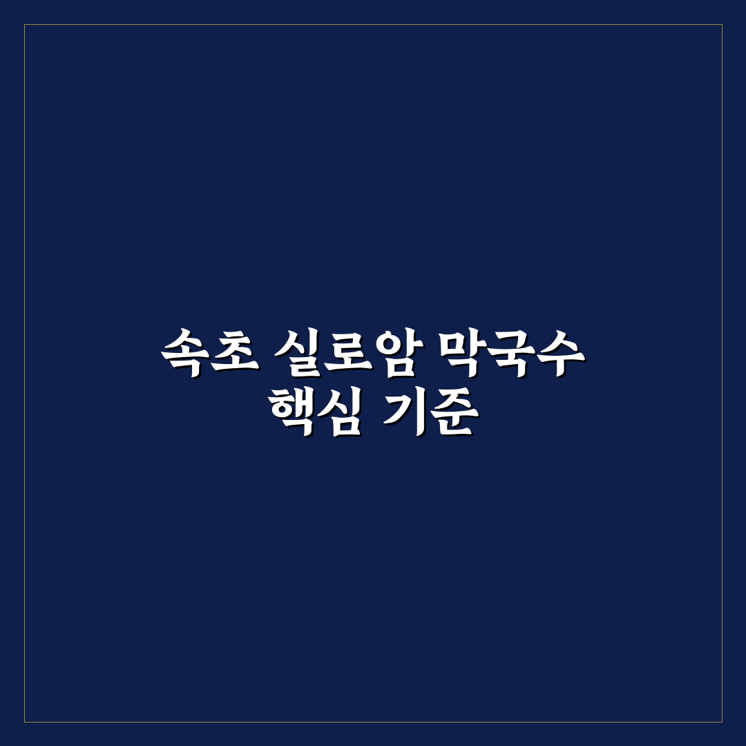 속초 실로암 막국수 만족도 비교와 방문 전 체크포인트 총정리