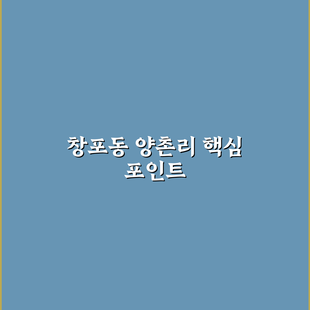 창포동 양촌리 주거환경과 교통 인프라 비교 분석 가이드