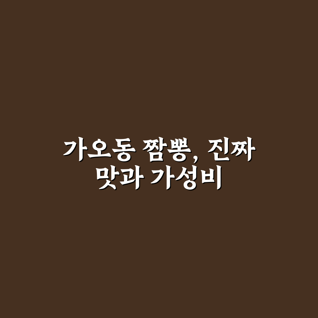 가오동 짬뽕차이나 맛과 가격 비교 분석 가이드 5가지 기준
