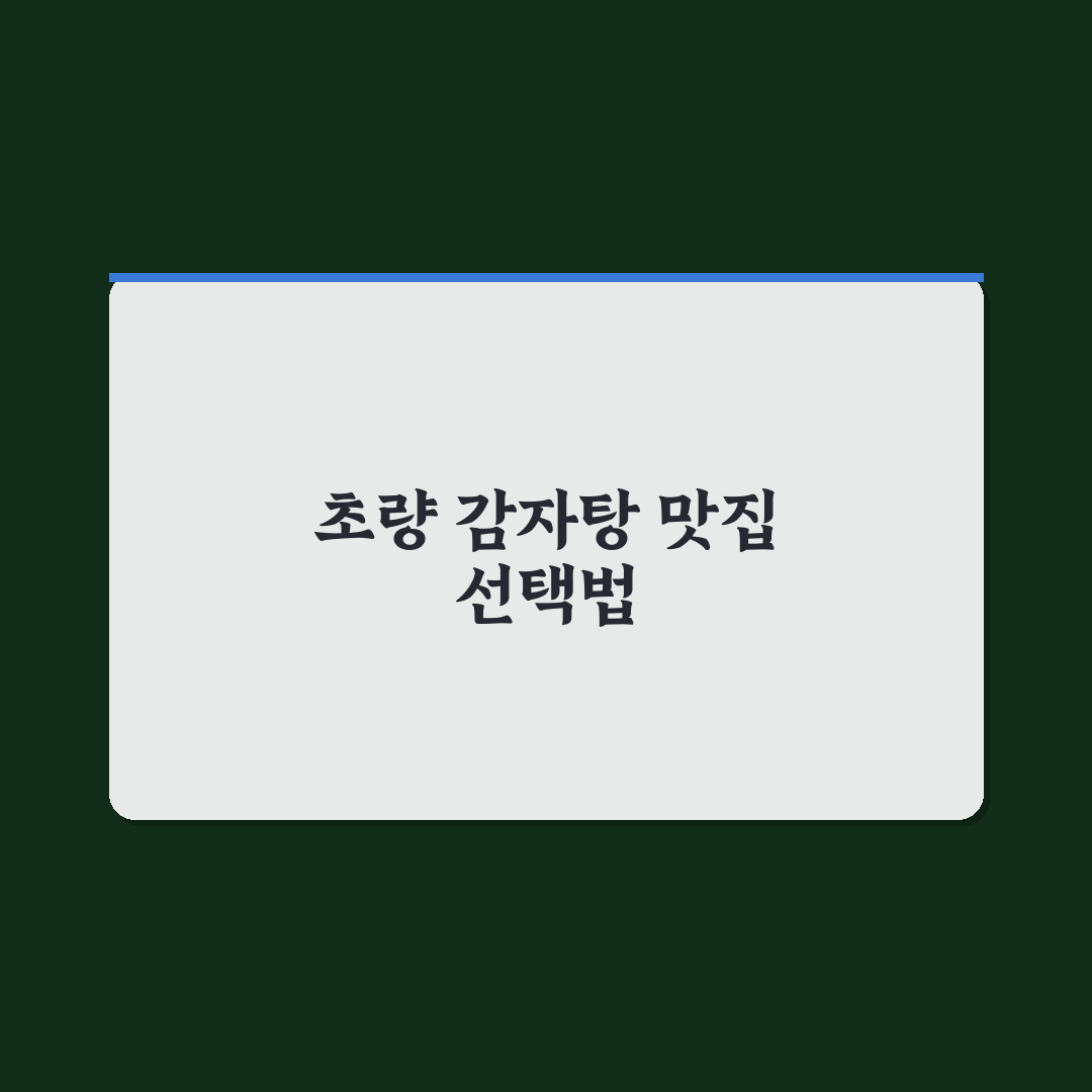 맛나 감자탕 초량 5가지 기준별 비교 분석 총정리