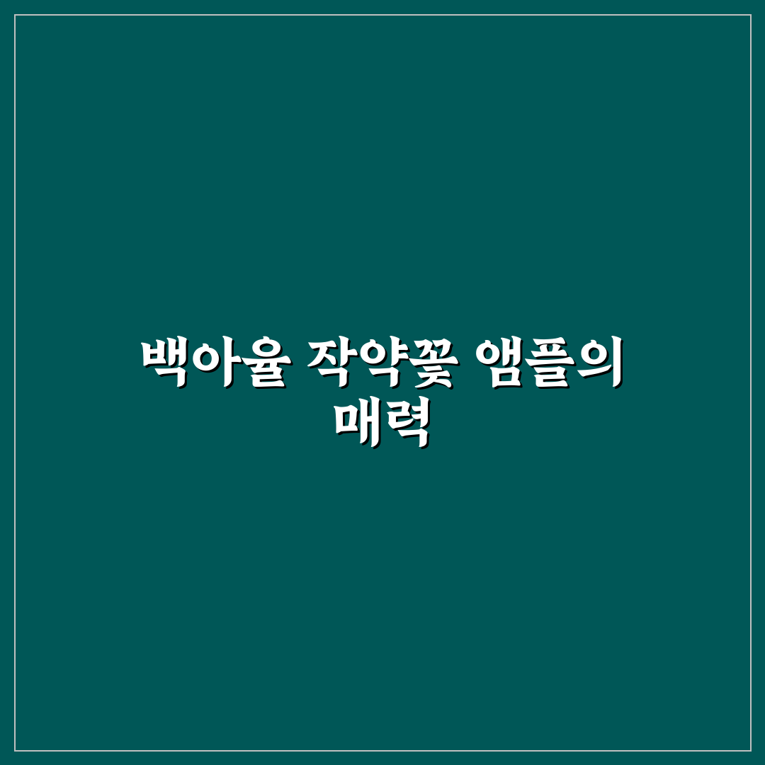 백아율 작약꽃 앰플 성분 분석과 효과 비교 가이드