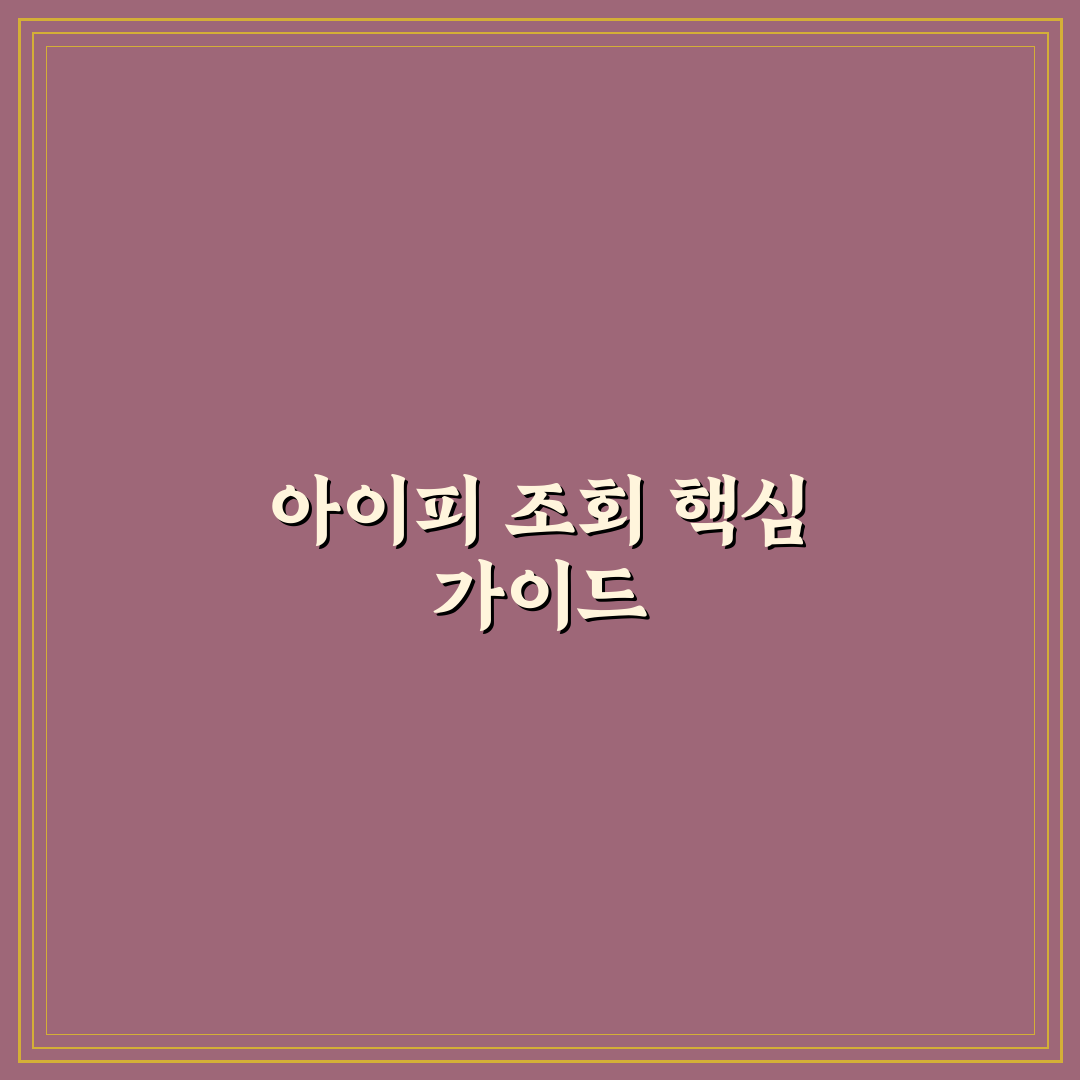 아이피 주소 조회 서비스 비교와 5가지 활용 기준 총정리