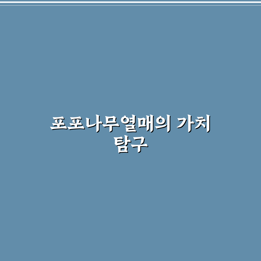 포포나무열매 활용법 비교와 섭취 시 체크포인트 총정리